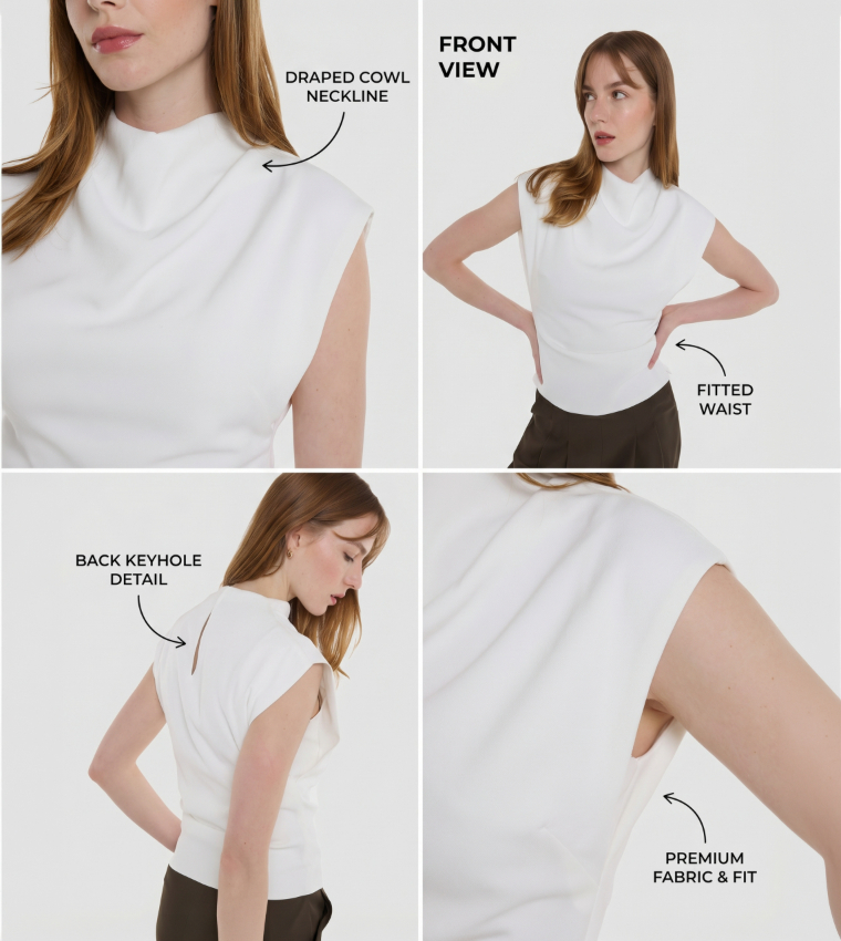 Solid Cowl Neck Top