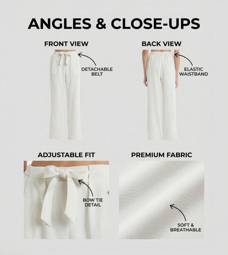 Detachable Belt Straight Fit Pants
