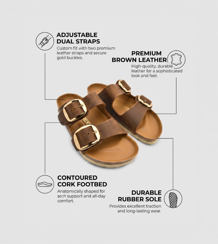 Arizona Big Buckle Oiled Leather Cognac - Narrow Fit