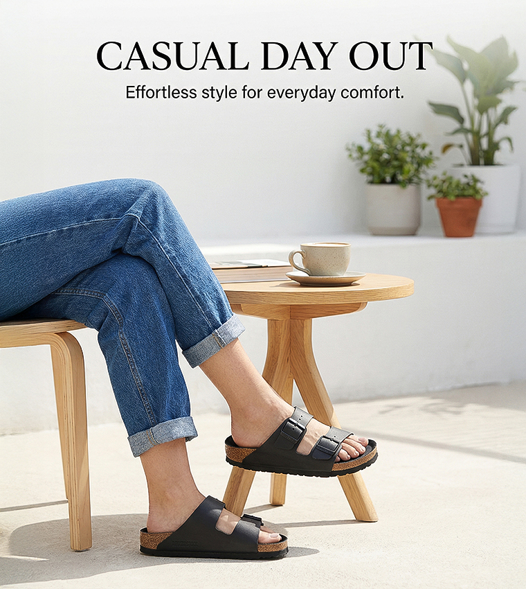 صندل أريزونا بيركو فلور - ثلاثي الأحزمة - أسود