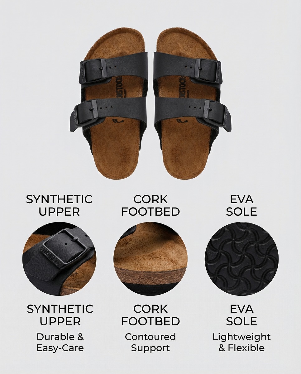 Arizona Two Strap Sandals - Black BKARIZONA-555123K