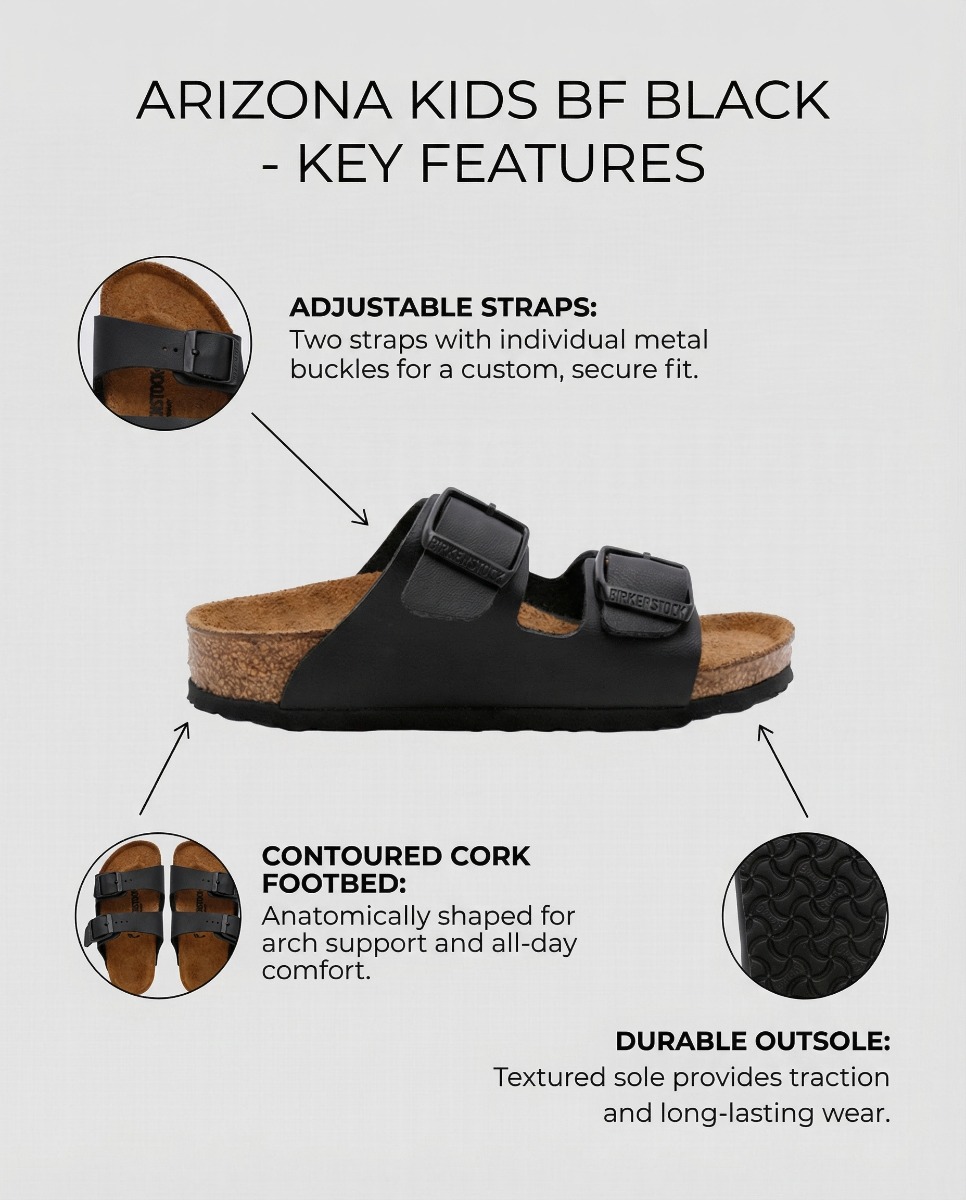 Arizona Two Strap Sandals - Black BKARIZONA-555123K