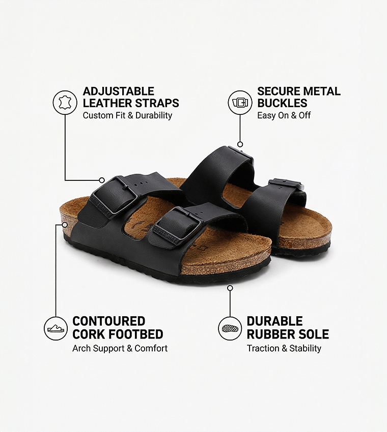 Arizona Two Strap Sandals - Black BKARIZONA-555123K
