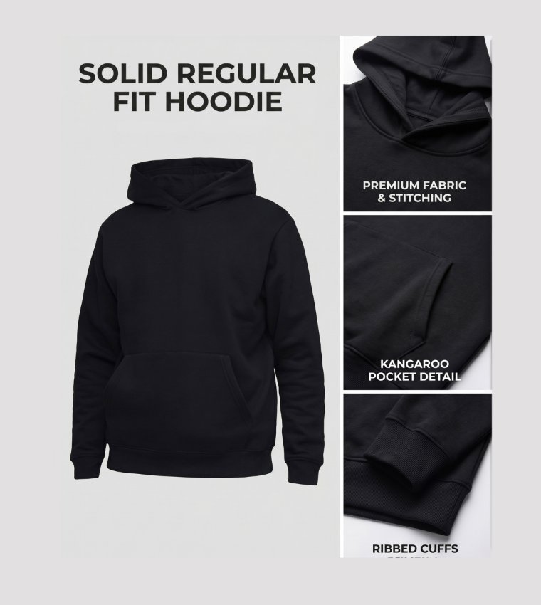Solid Regular Fit Hoodie