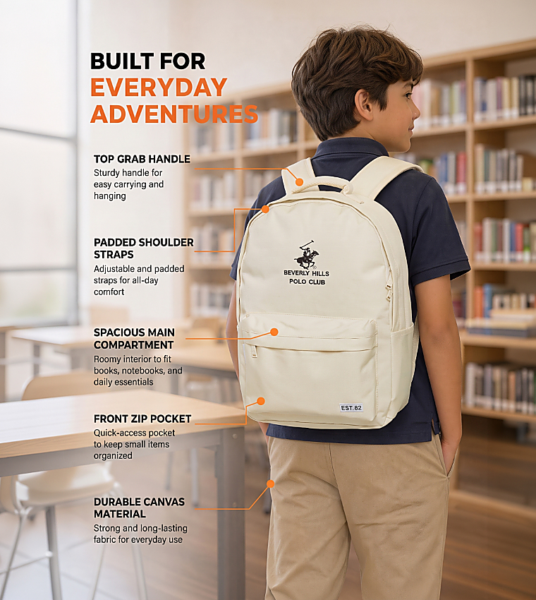 Logo Embroidered Zippered Backpack