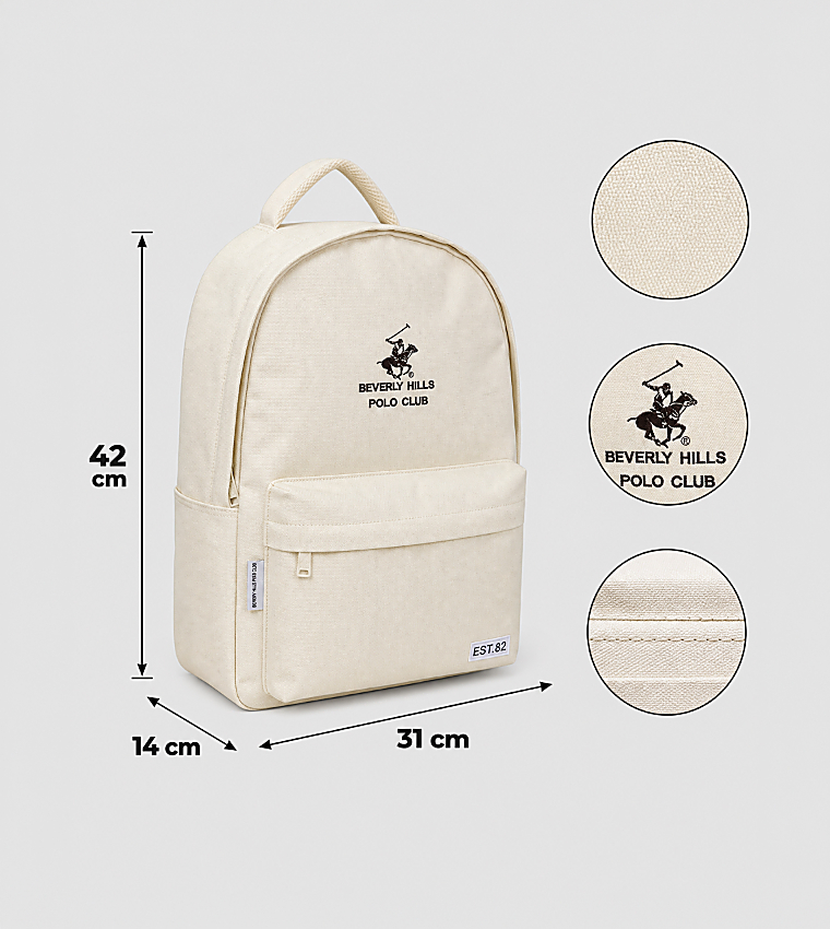Logo Embroidered Zippered Backpack