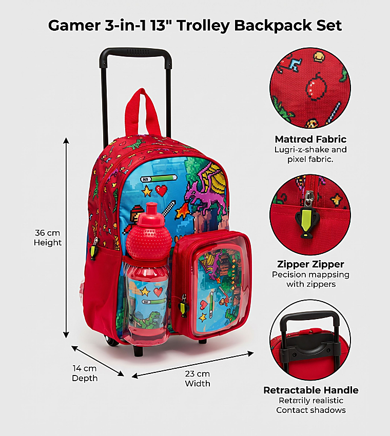 Gamer 3-in-1 13" Trolley Backpack Set