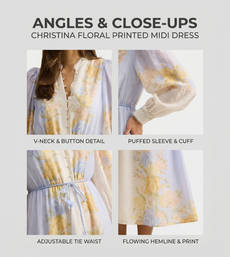 CHRISTINA Floral Printed Midi Dress