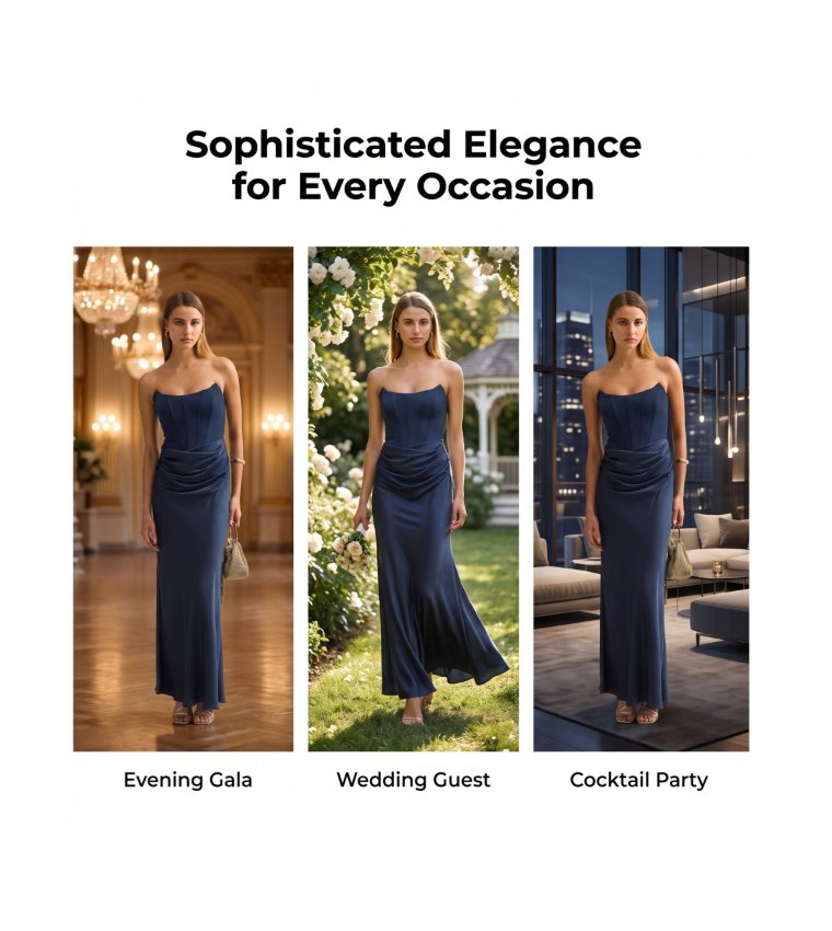 FN ISRA Solid Strapless Maxi Dress