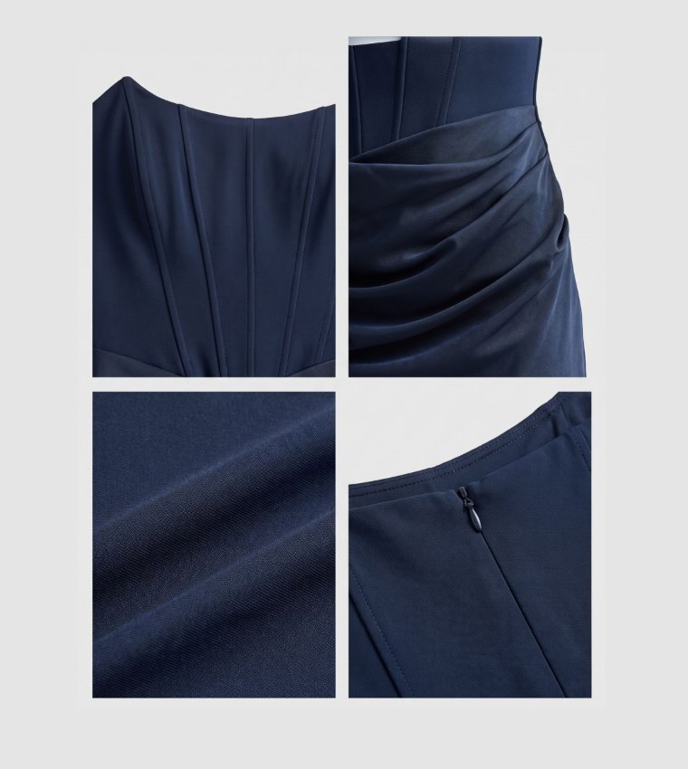 FN ISRA Solid Strapless Maxi Dress