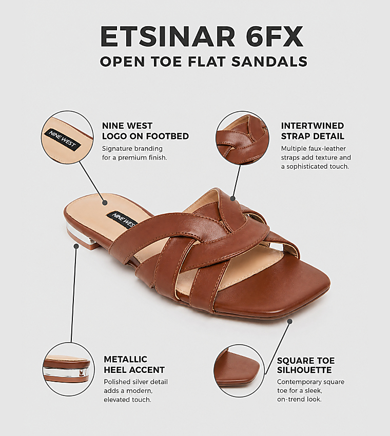 ناين وست  الصنادل المسطحة - حنطي Flat Sandals