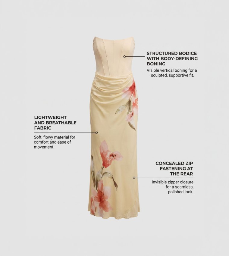 ISRA Printed Strappy Maxi Dress