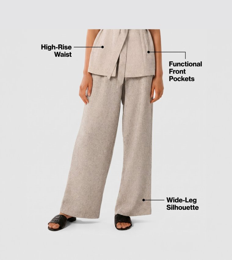 FN JACKIE Textured Wide Leg Pants