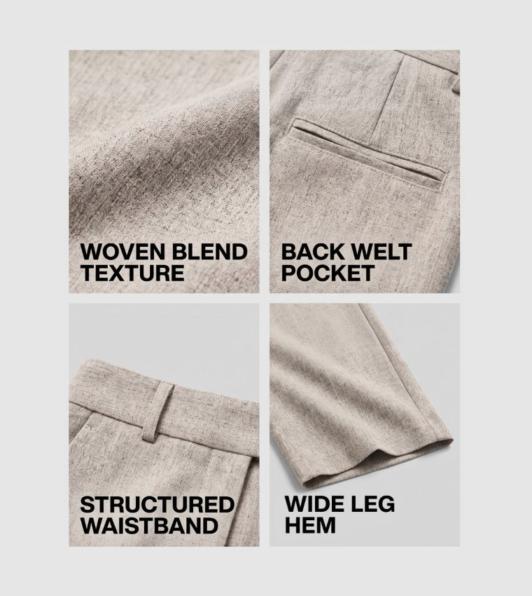FN JACKIE Textured Wide Leg Pants