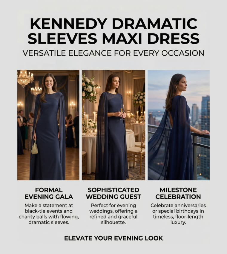 KENNEDY Dramatic Sleeves Maxi Dress