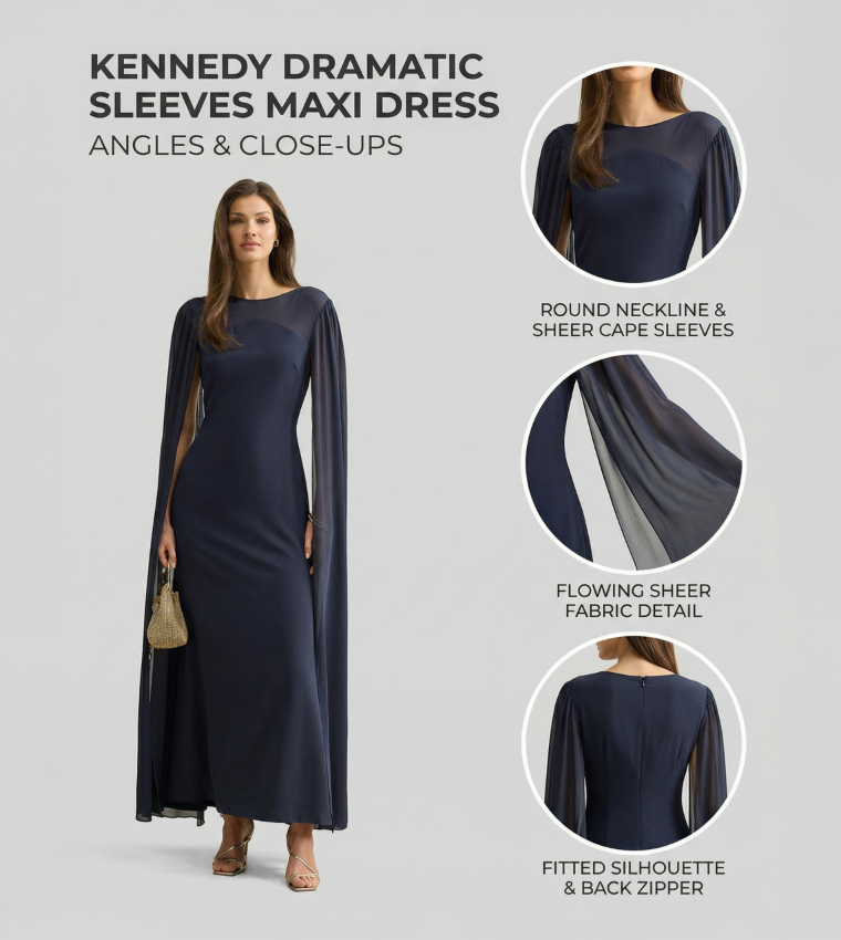 KENNEDY Dramatic Sleeves Maxi Dress