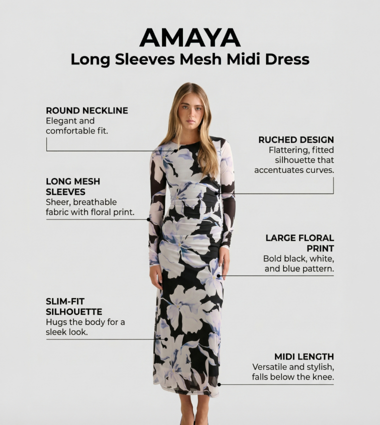 فستان ميدي شبكي كم طويل