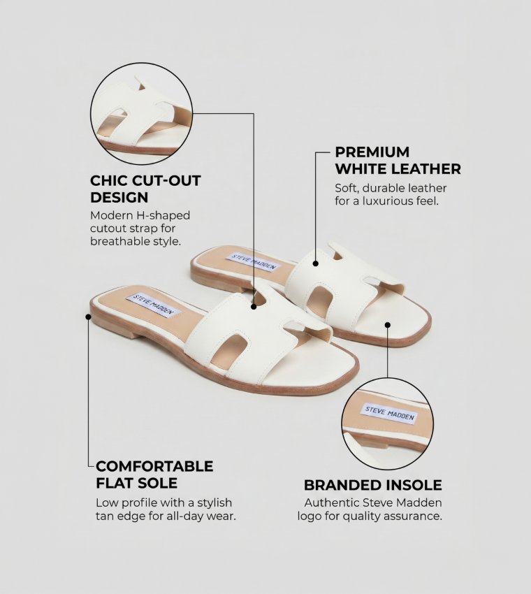 ستيف مادن  الصنادل المسطحة - أبيض Flat Sandals