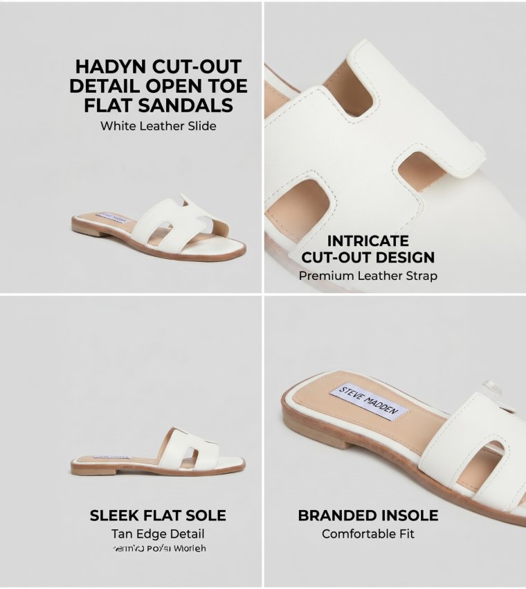 ستيف مادن  الصنادل المسطحة - أبيض Flat Sandals