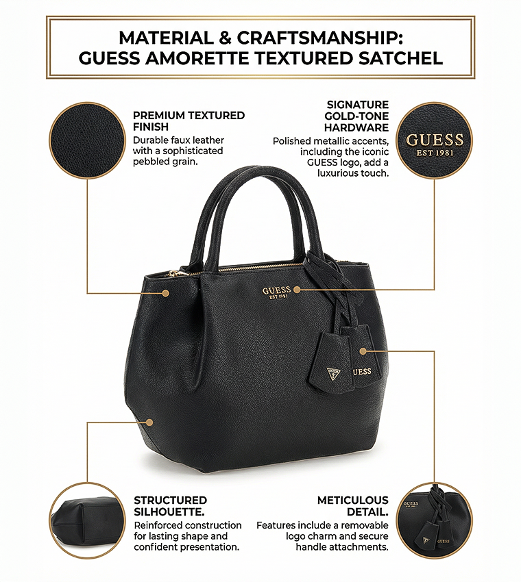AMORETTE Textured Satchel Bag