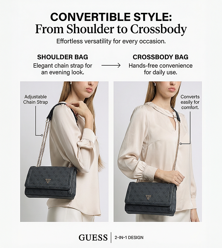 NOELLE II Logo Patterned Flap Convertible Crossbody Bag