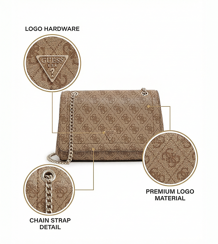 NOELLE II Logo Patterned Flap Convertible Crossbody Bag