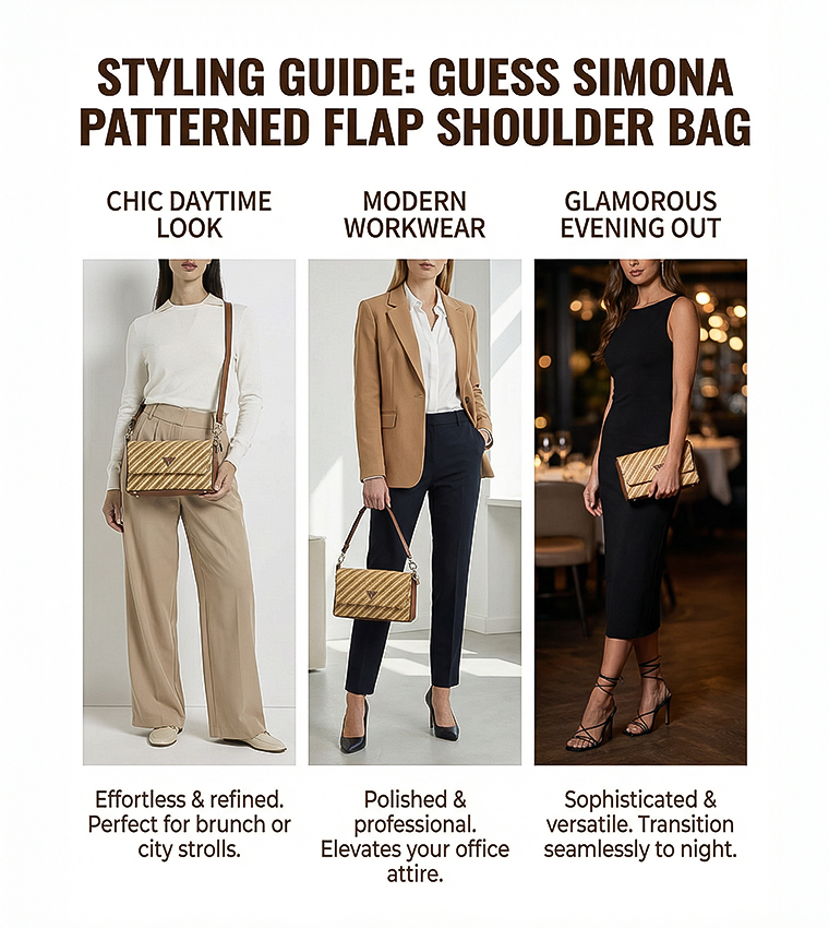 SIMONA Patterned Flap Shoulder Bag