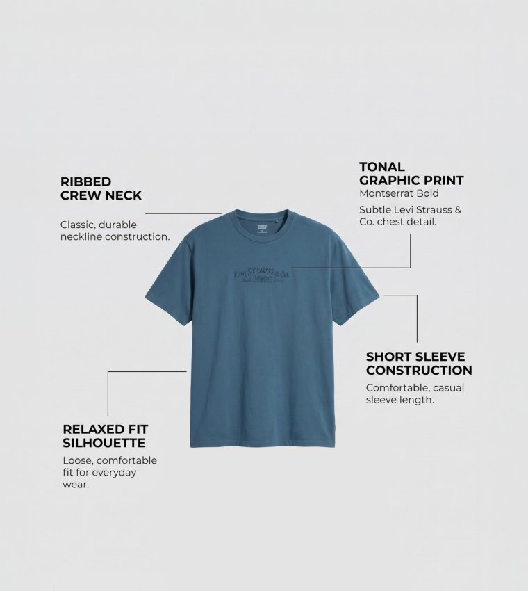 Levi's  Round Neck T-Shirts - Blue Round Neck T-Shirts