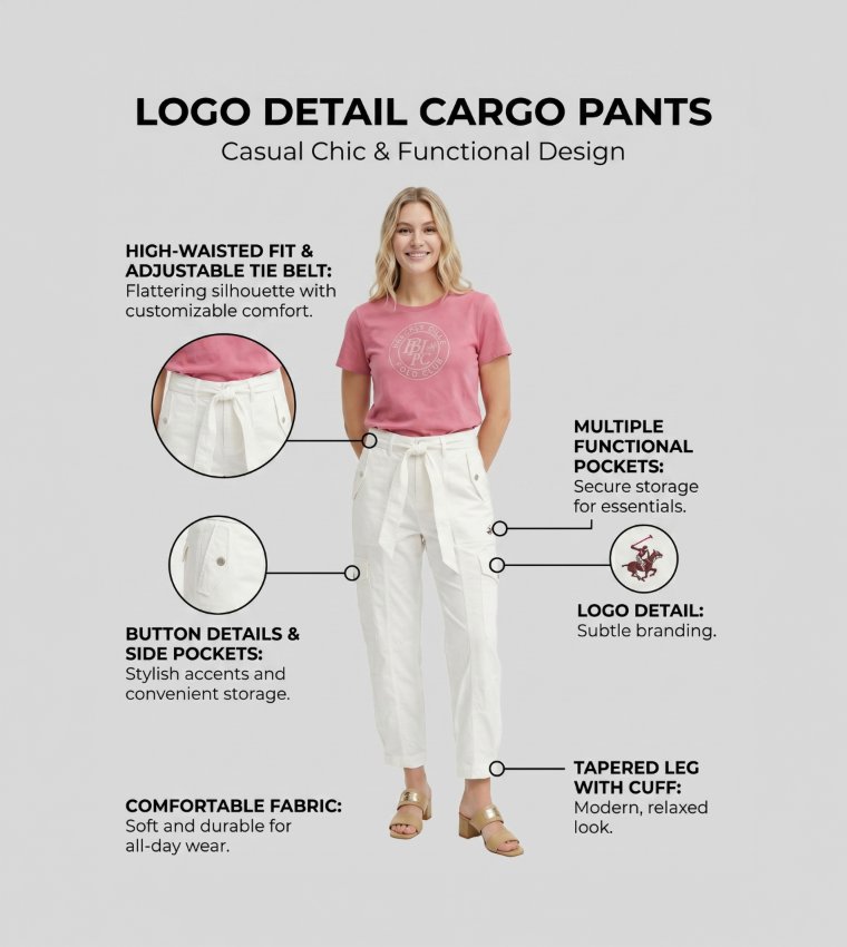 بيفرلي هيلز بولو كلوب  بناطيل كارجو - أبيض Cargos