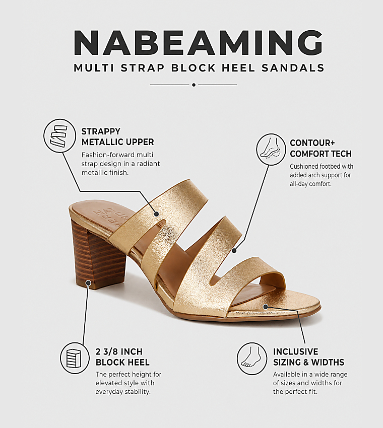 NABEAMING Multi Strap Block Heel Sandals