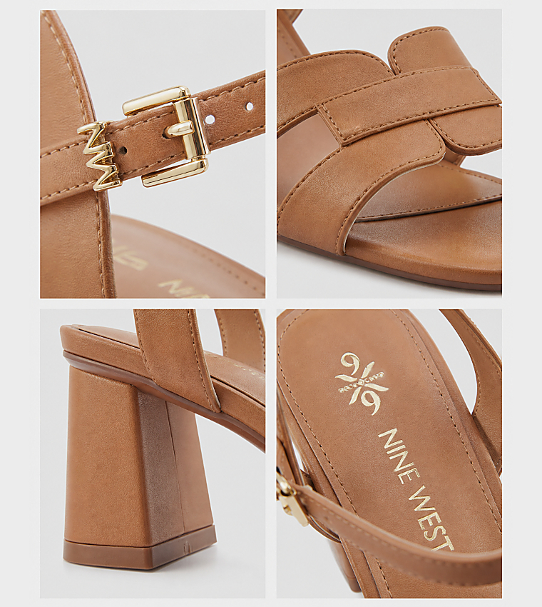 NADIRA Solid Ankle Strap Heeled Sandals
