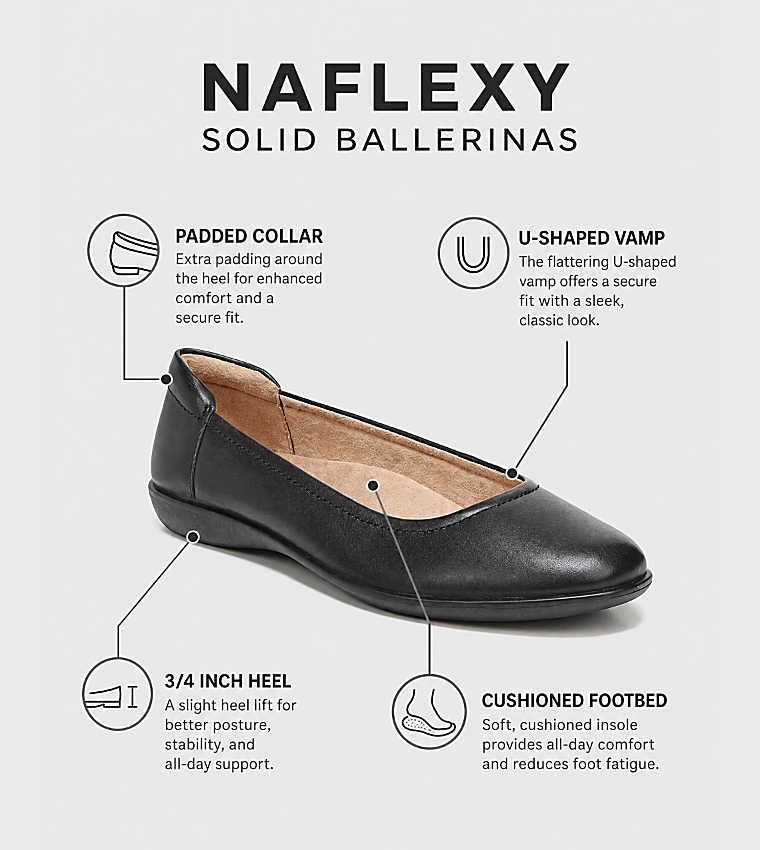 NAFLEXY Solid Ballerinas
