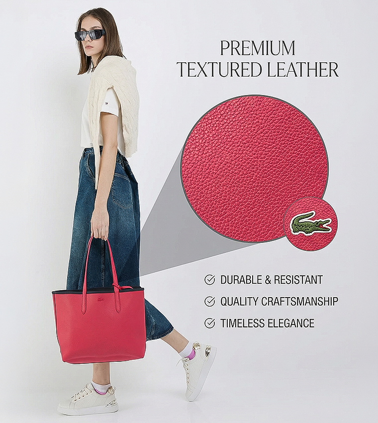 Textured Reversable Tote Bag with Pouch
