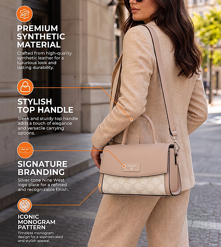 Monogram Patterned Top Handle Bag