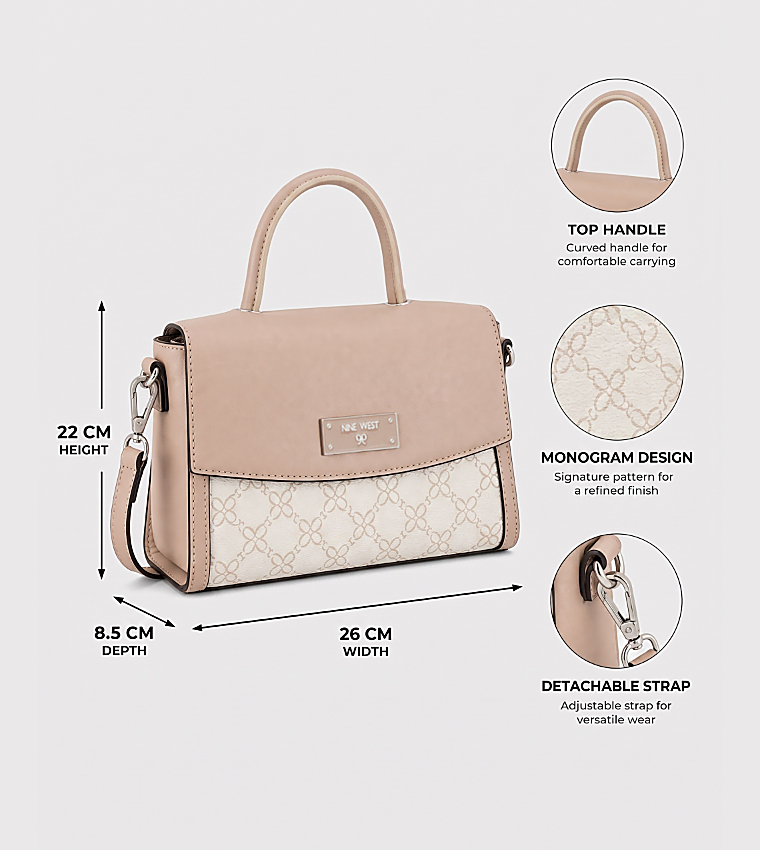 Monogram Patterned Top Handle Bag
