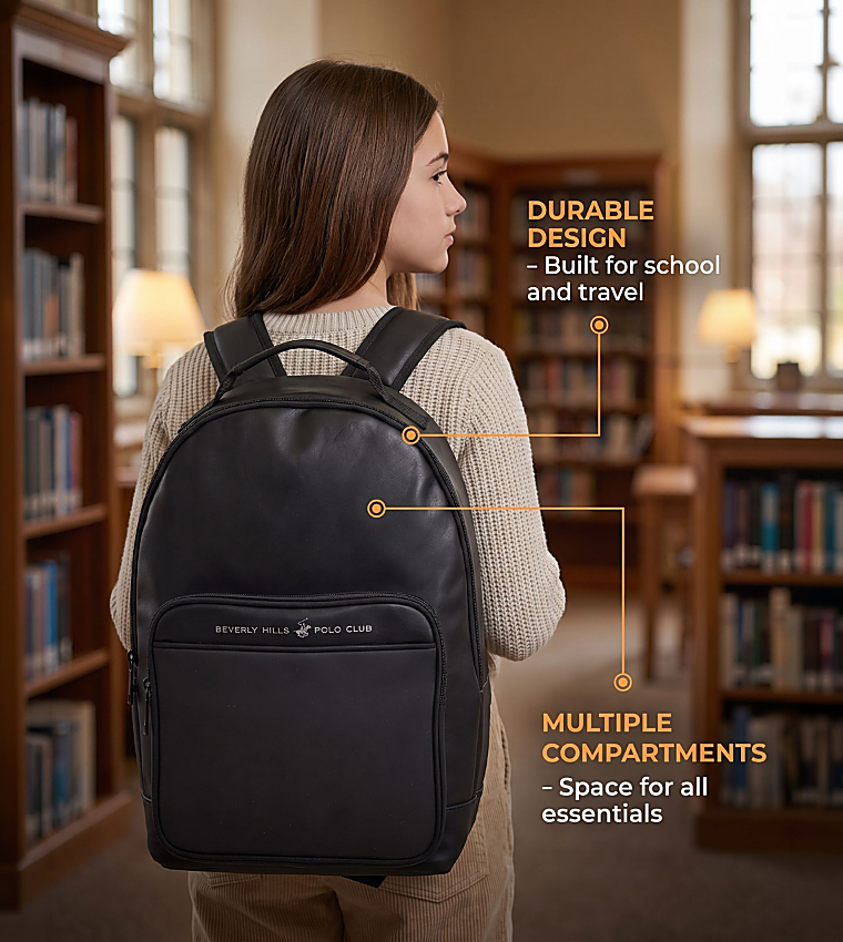 Logo Detail Zippered Backpack