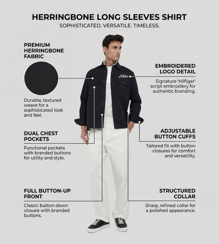 HERRINGBONE Long Sleeves Shirt