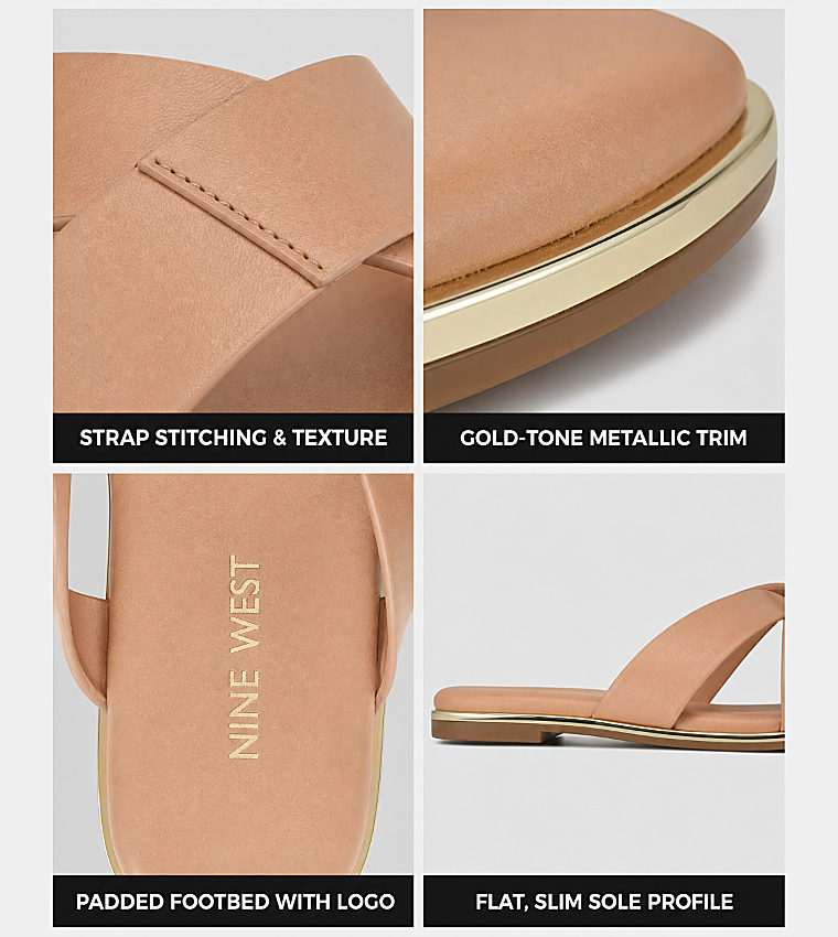 ناين وست  الصنادل المسطحة - لحمي Flat Sandals