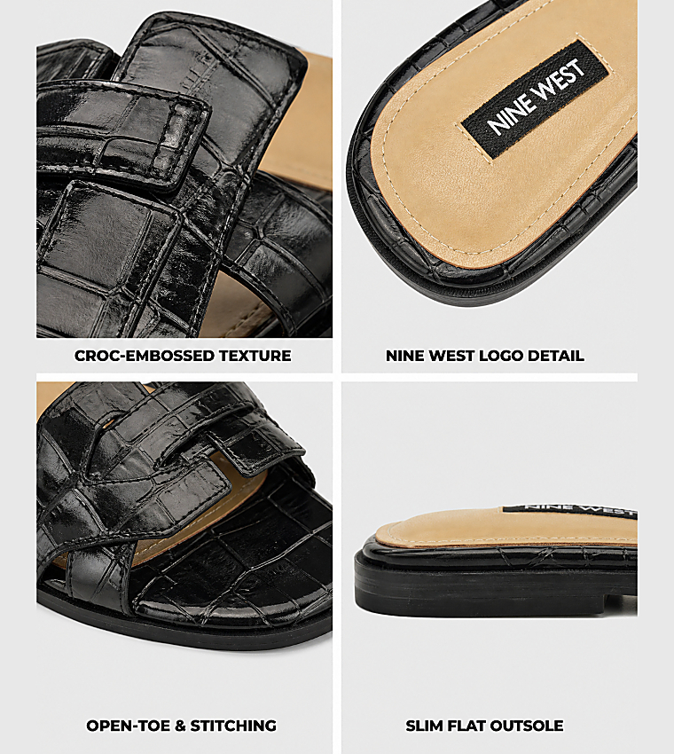 ناين وست  الصنادل المسطحة - أسود Flat Sandals