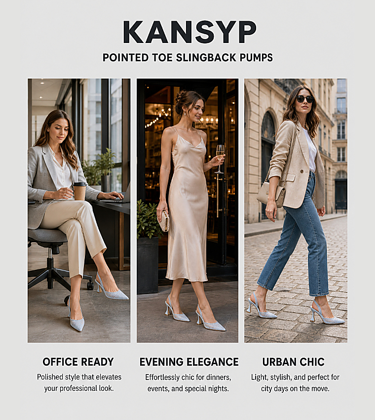 KANSYP Pointed Toe Slingback Pumps
