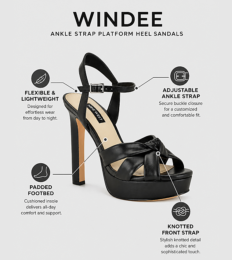 WINDEE Ankle Strap Platform Heel Sandals