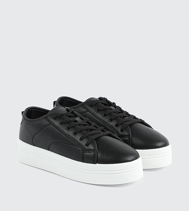 Textured Low Top Platform Sneakers