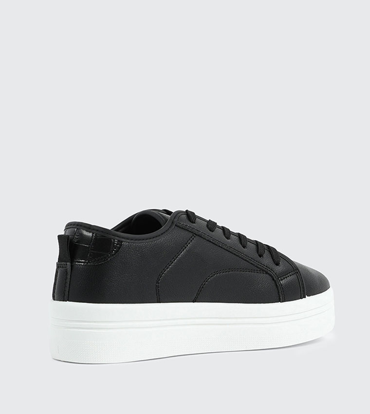 Textured Low Top Platform Sneakers