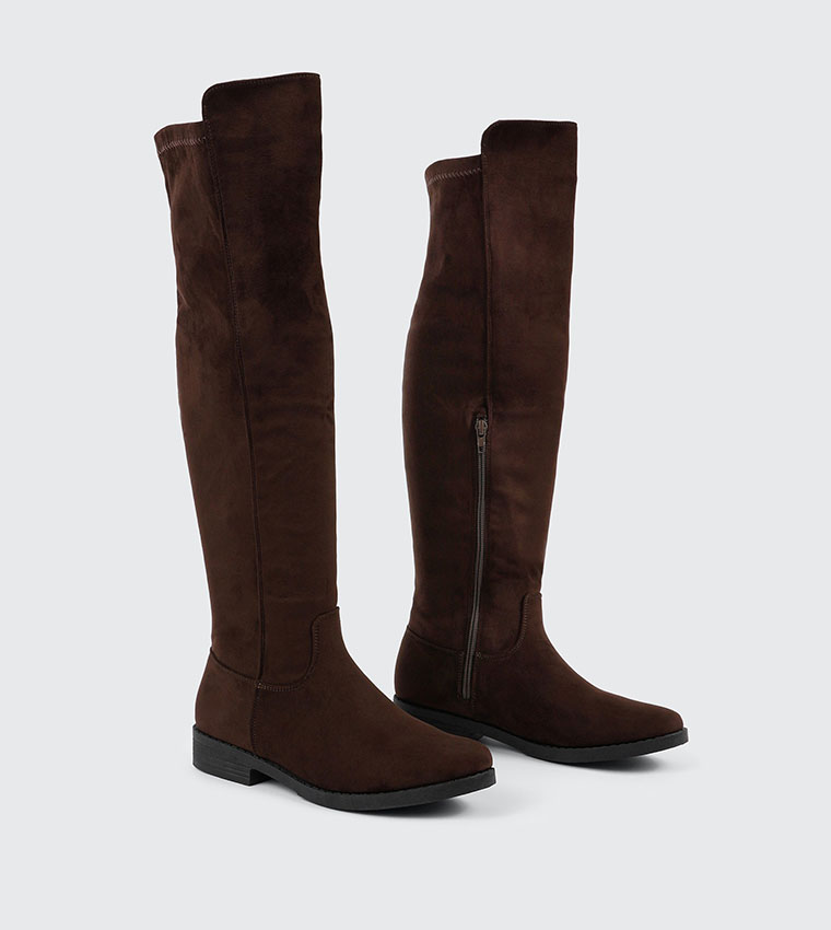 Solid Round Toe Knee High Boots
