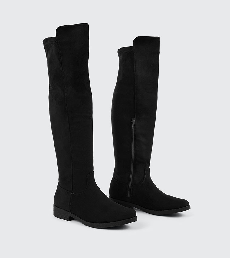 Solid Round Toe Knee High Boots
