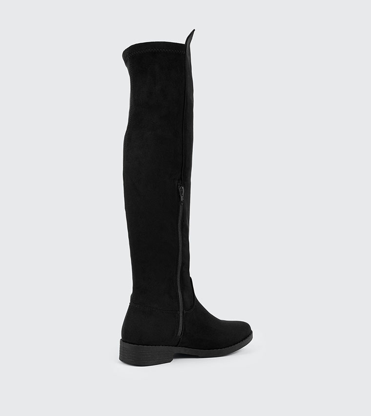 Solid Round Toe Knee High Boots