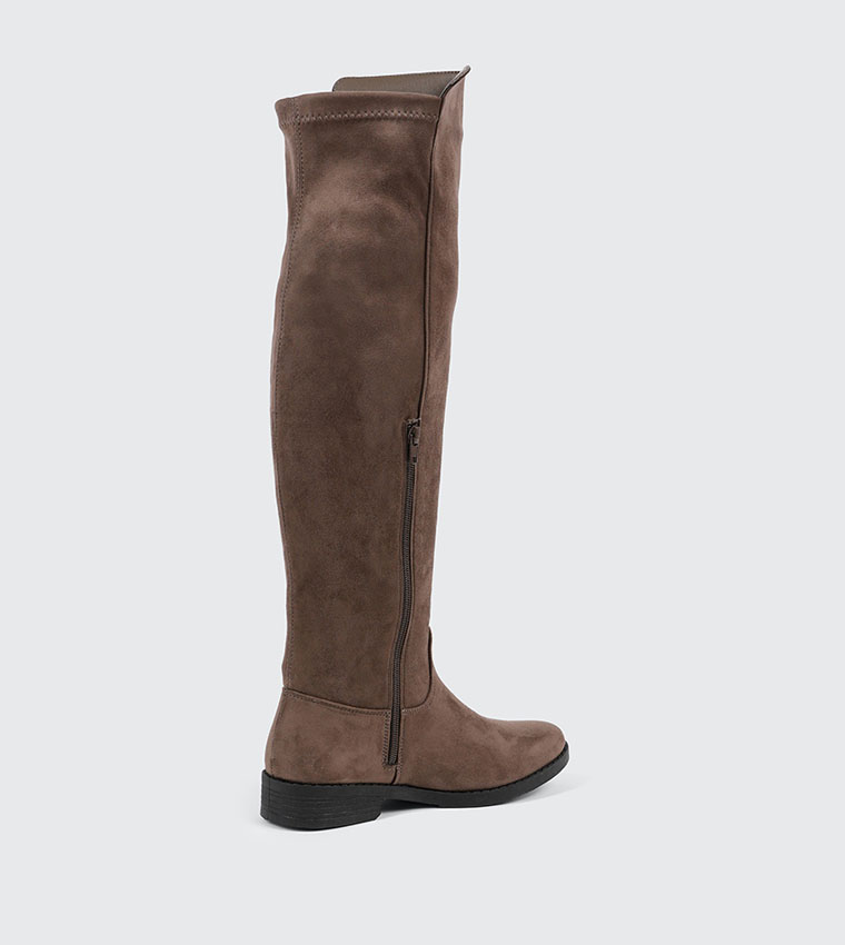 Solid Round Toe Knee High Boots