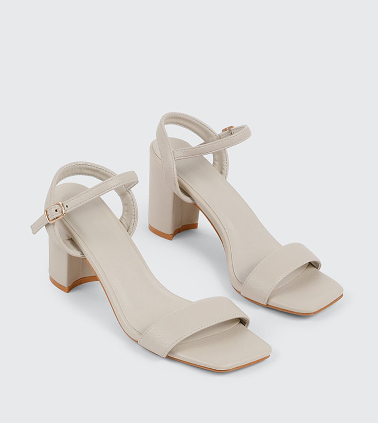 Solid Ankle Loop Open Toe Heel Sandals