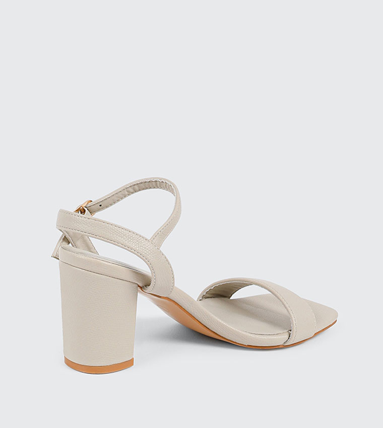 Solid Ankle Loop Open Toe Heel Sandals