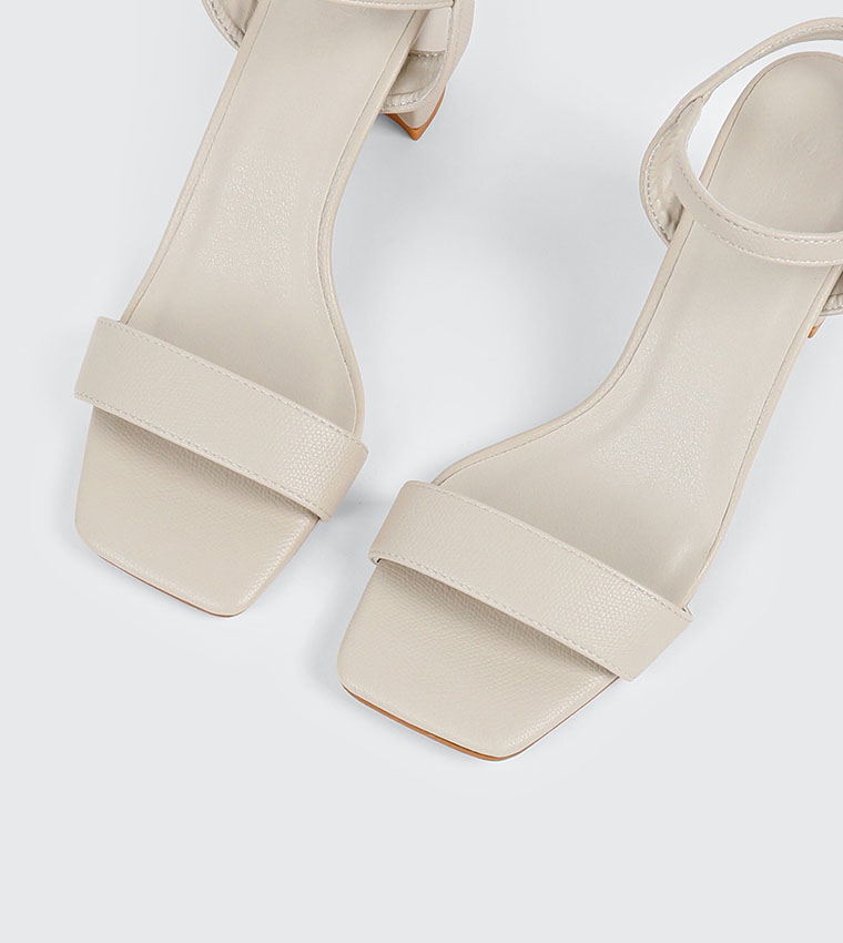 Solid Ankle Loop Open Toe Heel Sandals